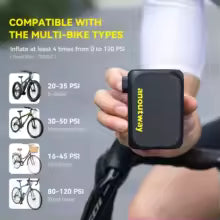 Anoutway Electric Mini Bicycle Pump Cordless Tire Inflator with Screen Fast Charging 120PSI Battery Air Tire Compressor