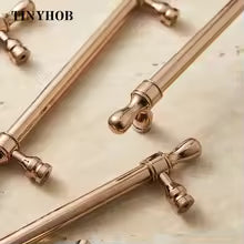 Rose Gold Cabinet Door Handles and Knobs Drawer Pulls Vintage Kitchen Cupboard Long Handle Wardrobe Dresser Hardware