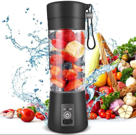 6 Blades Portable Juicer Blender USB Rechargeable - Mini Electric Smoothie Maker & Personal Fruit Mixer Machine | 380ml Travel Friendly Juicer Bottle | High Speed Food Grade Blender