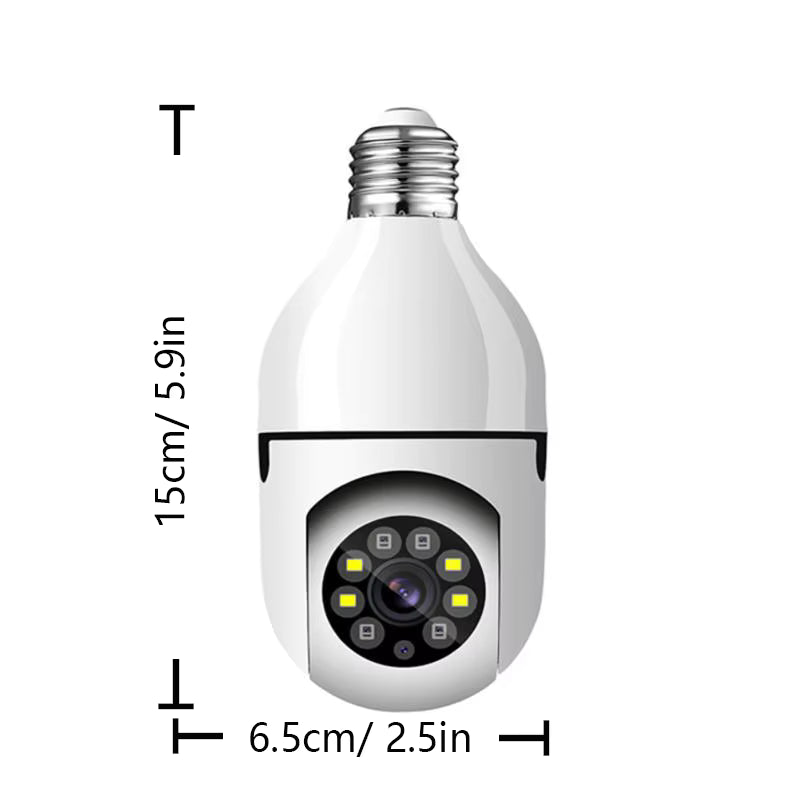Wifi Mini E27 Bulb IP Camera - Full Color Night Vision + Automatic Human Tracking, Indoor Surveillance Security Monitor
