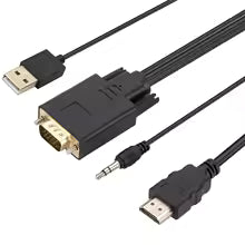  VGA To HDMI cable VGA To HDMI-Compatible Adapter HD 1080P cable with Audio USB Power Supply Adapter for PC Laptop Projector