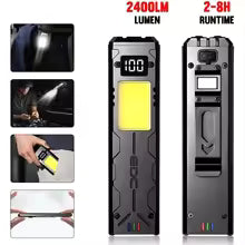 Multifunctional EDC LED Flashlight Digital Display with Pen Clip Outdoor Type-C Charging Emergency Magnetic COB Work Light