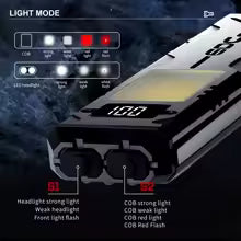 Multifunctional EDC LED Flashlight Digital Display with Pen Clip Outdoor Type-C Charging Emergency Magnetic COB Work Light